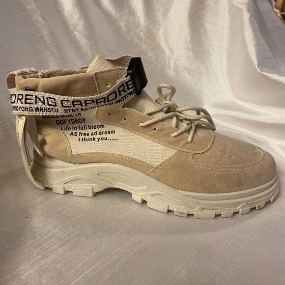 Alagzi Mens Size 12.5 Letters Patch Decor Two Tone Lace Up Sneaker NEW - Picture 4 of 8